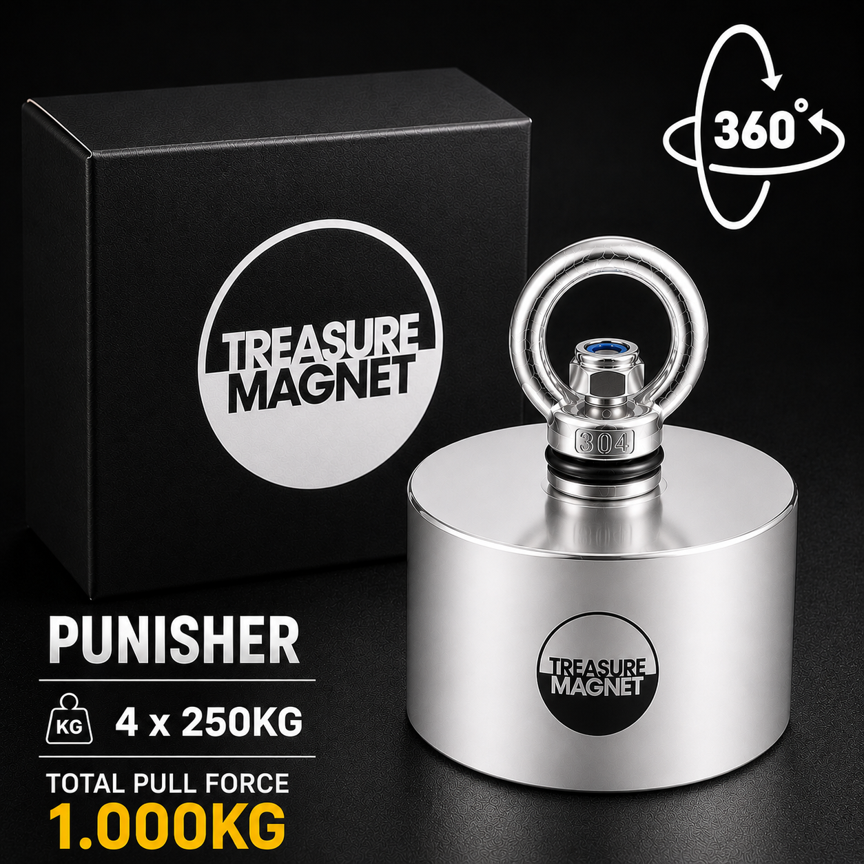 PUNISHER - 360° Fishing Magnet - 1000KG